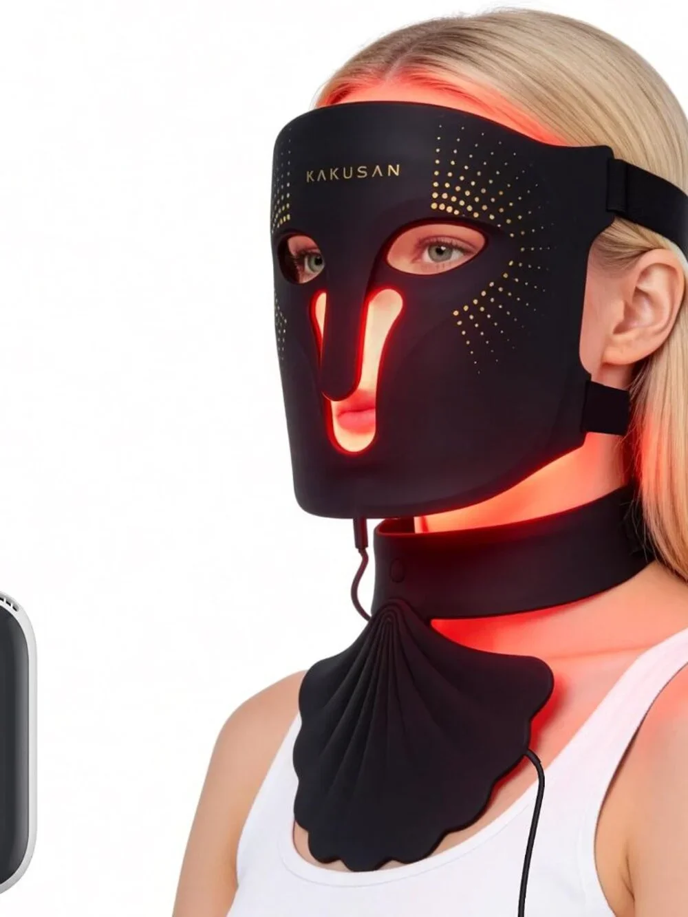 Kakusan Red Light LED Face and Neck Mask Blue and REd 850nm light with timer
